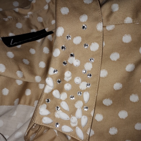 Lane Bryant Tan Polka Dot Blouse - Size 3X??? - Picture 7 of 7